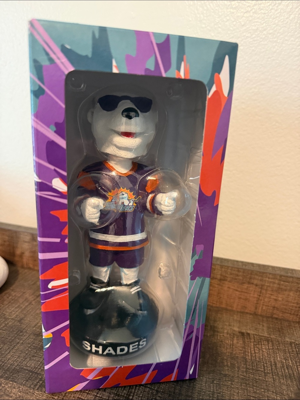 Shades Polar Bear Figurine in Purple and Orange Jersey